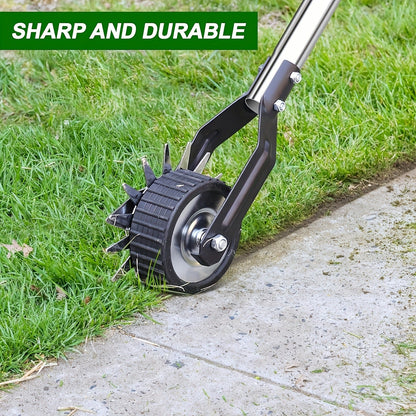 Manual Wheeled Lawn Edger with Rotary Cutting Wheel and Three- or Four-Section Adjustable Handle