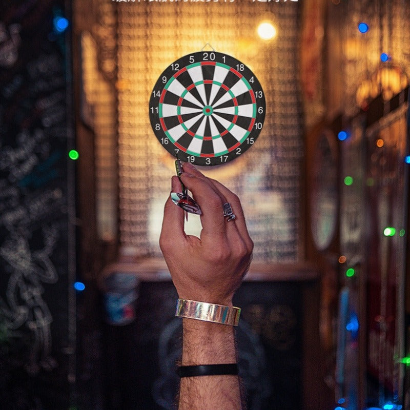 18-Inch Sisal-Style Bristle Dartboard Set with Six Steel-Tip Darts, Metal Hanging Bracket and Number Ring