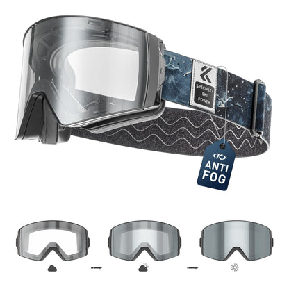 KAPVOE Ski Goggles with Magnet-Attached Interchangeable Lens Interface and Seven K721 Color Codes