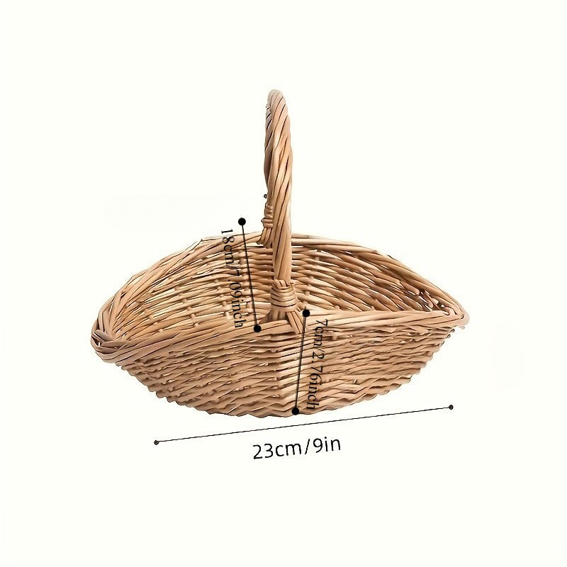 Wicker Storage Basket with Handles – Handcrafted Natural Seagrass Organizer for Home, Garden & Farmhouse Decor, Flowers, Produce & Blankets