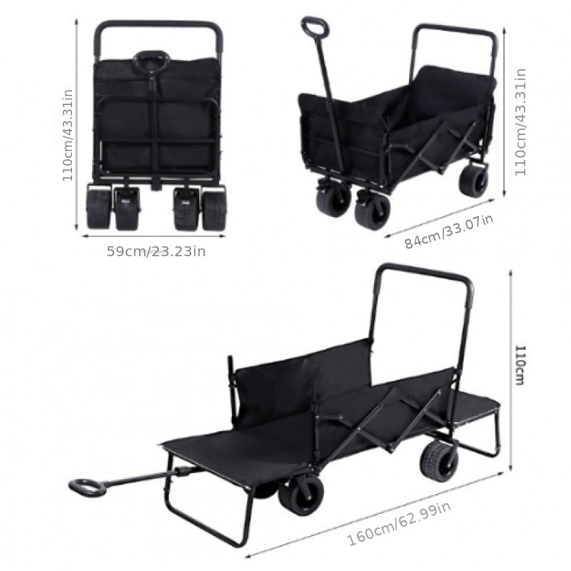 Foldable Utility Wagon Cart 550 lbs – Heavy Duty Collapsible Outdoor Cart with Bench Seat & All-Terrain Wheels