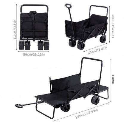 Foldable Utility Wagon Cart 550 lbs – Heavy Duty Collapsible Outdoor Cart with Bench Seat & All-Terrain Wheels
