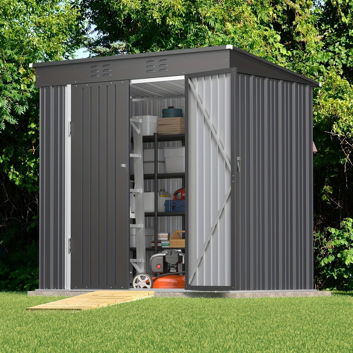 Metal Storage Shed Outdoor Garden Shed with Lockable Door – Weatherproof