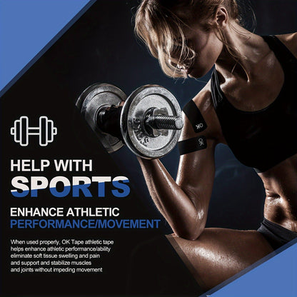 Kinesiology Tape 4 Rolls Precut 20 Strips, Cotton Elastic Athletic Tape Latex Free 2in x 16ft for Knee Shoulder Muscle Support Sports Recovery, Beige Black Pink Navy Blue Green Red