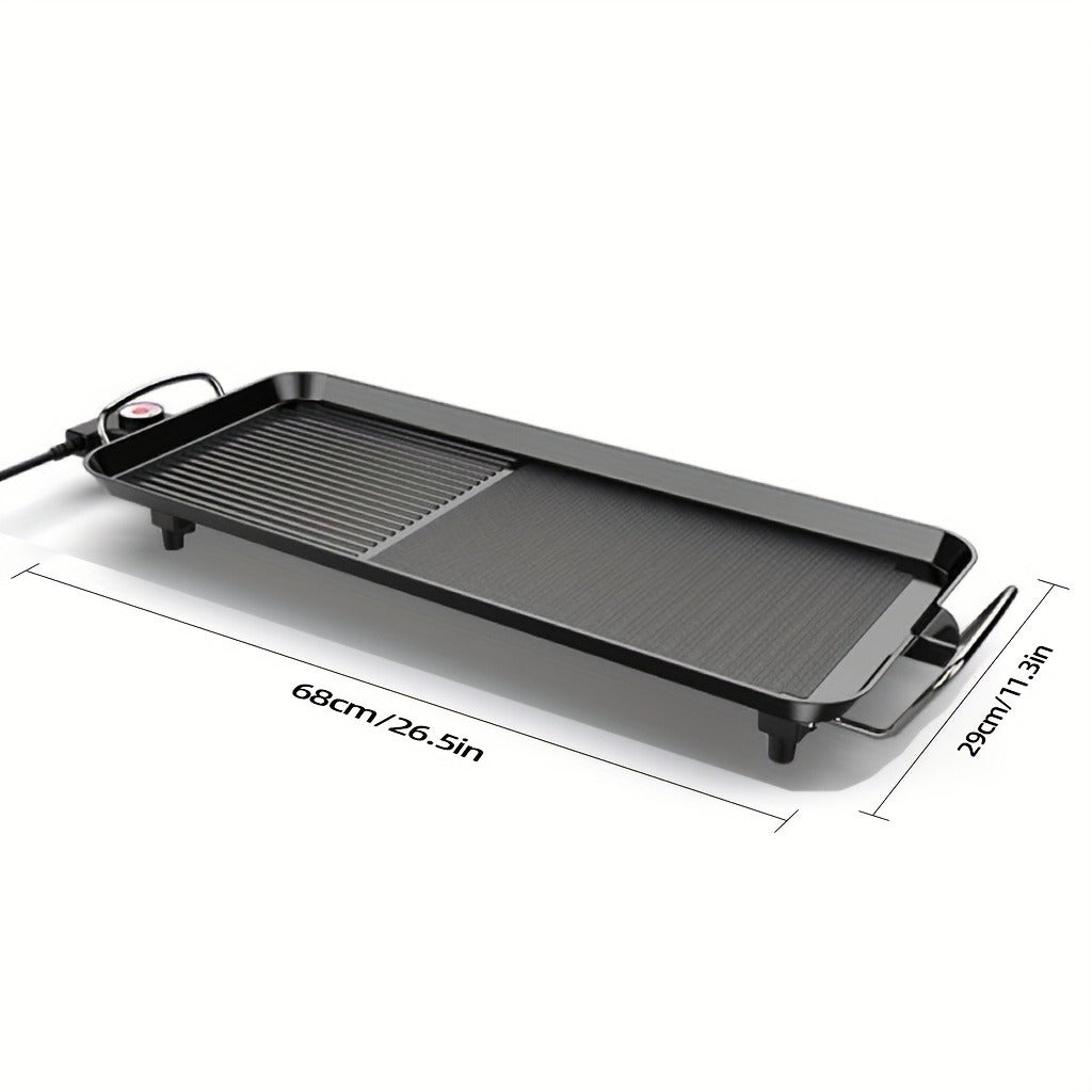 Electric Griddle 1500W Non-Stick Oblong Baking Pan 5-Speed Temperature Control Smokeless Indoor Grill for Eggs Vegetables BBQ Dishwasher Safe Black