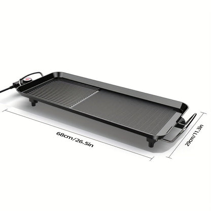Electric Griddle 1500W Non-Stick Oblong Baking Pan 5-Speed Temperature Control Smokeless Indoor Grill for Eggs Vegetables BBQ Dishwasher Safe Black