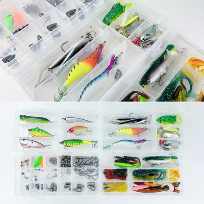 Fishing Lure Set 346-Piece Mixed Tackle Assortment with Hard Baits, Soft Baits, Hooks, Weights and Tiered Storage Box