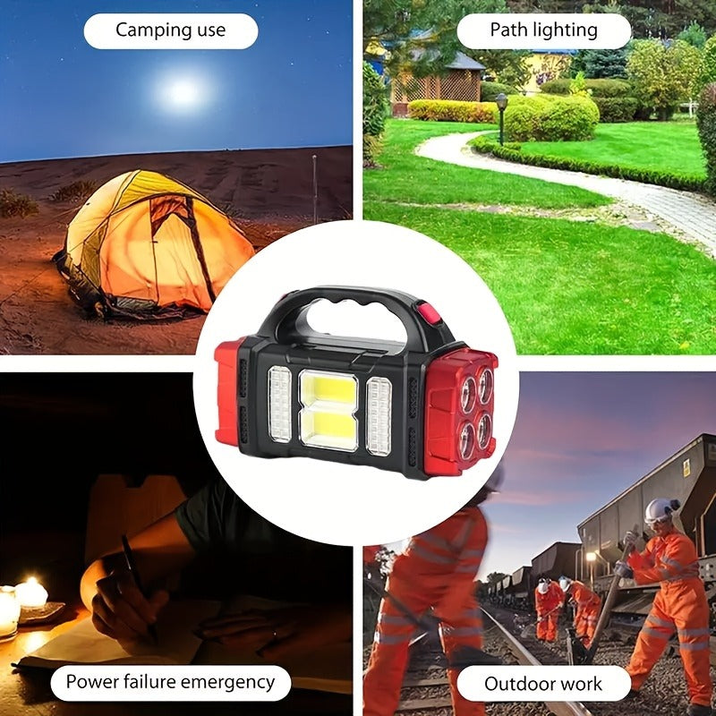 Flashlight 2000-Lumen Solar and USB-C Rechargeable Carrying Light with Power Bank and Four Modes