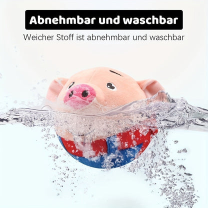 Electronic Rolling Dog Toy Ball - USB Rechargeable Cartoon Pig Plush Toy with Jumping Vibration & Sound, Automatic Self-Moving Washable Interactive Toy for Active Dogs & Puppies