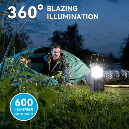 Collapsible Camping Lantern in Four- or Eight-Piece Packs with Solar Panel, USB Charging and Three Power Methods