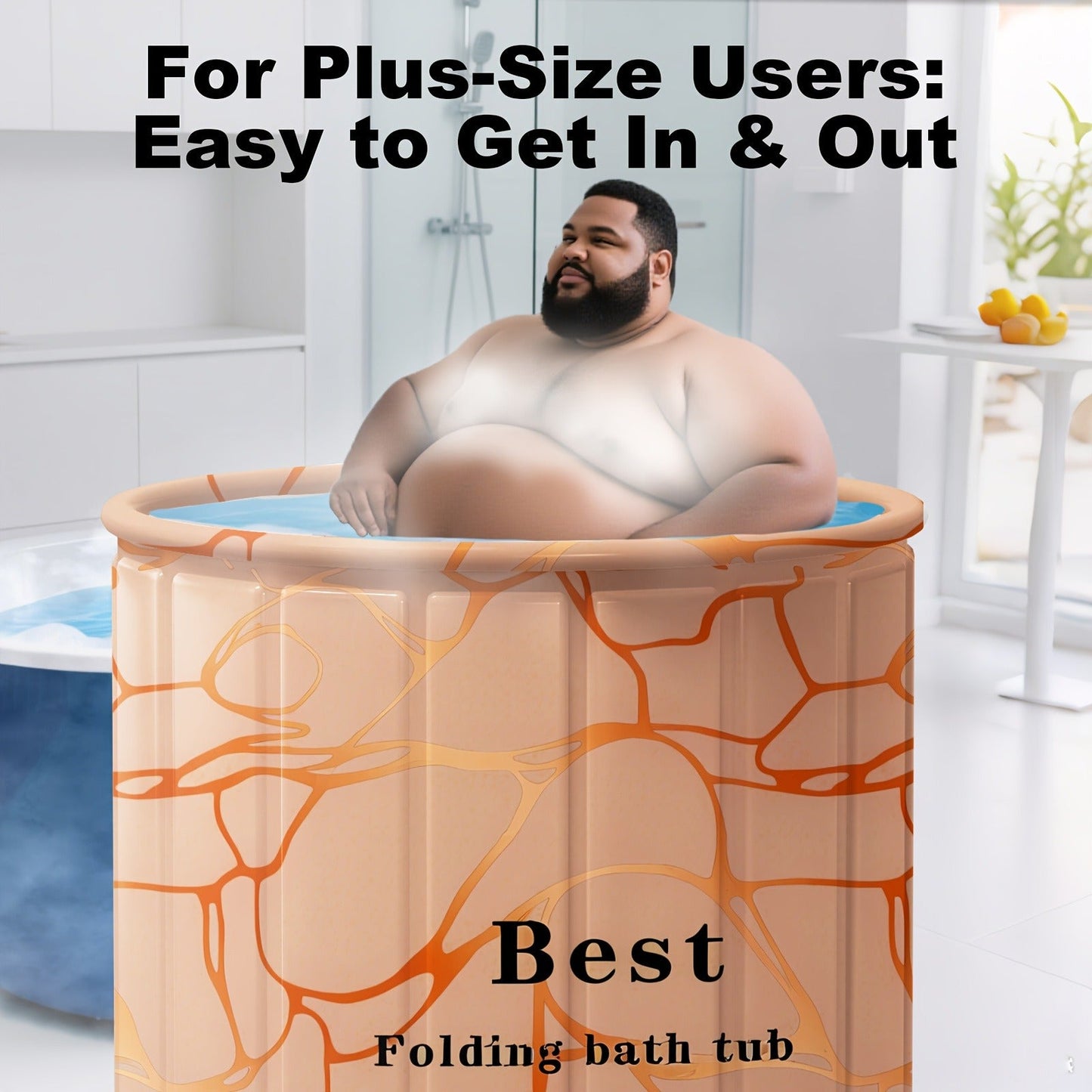 Foldable Bathtub 130 Gallon XL Deep Soak Tub for Adults – Ice Bath & Hot Spa, Indoor Outdoor, One-Piece Fold-Flat Design 31.5"x31.5"x26"