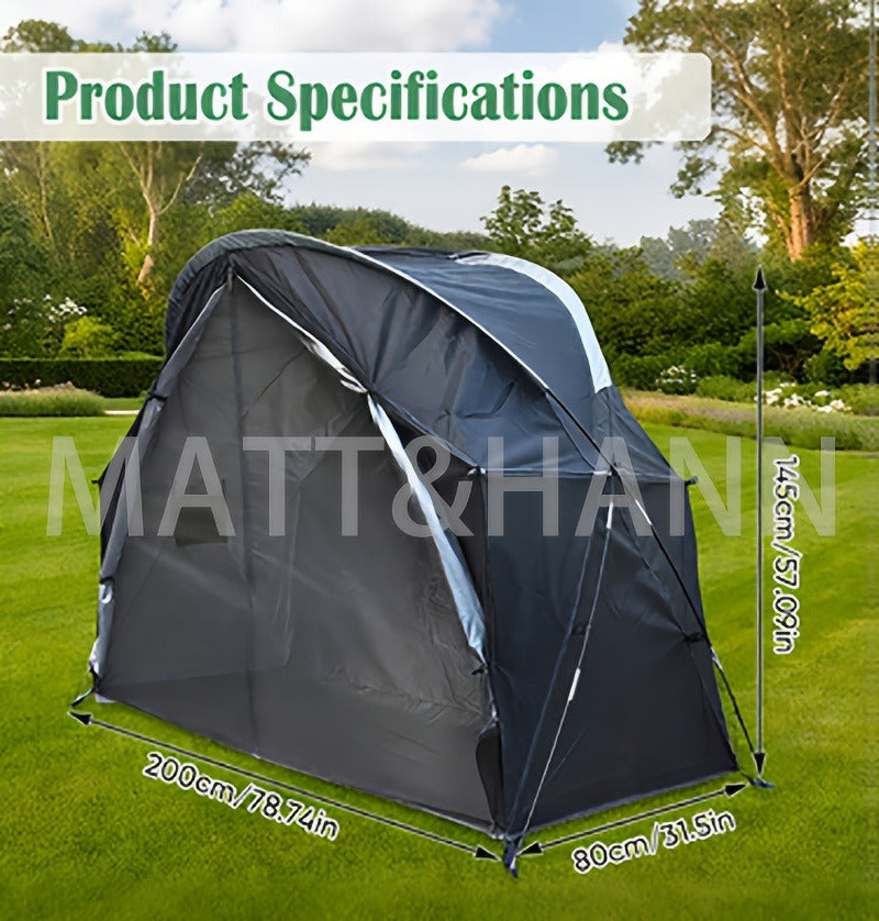 Camping Tent Single-Person Freestanding Bicycle Shelter with Mesh Panels, Polyester Body and Steel Poles