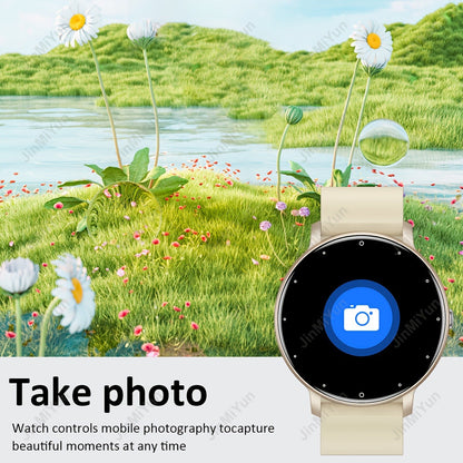Smart Watch 1.5-Inch Round Display with Wireless Calling, Custom Faces and Black Silicone Band