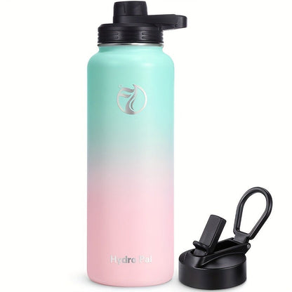 40oz HydroPal Water Bottle with Separate Straw and Chug Lids, Two Straws and 12 Color or Pattern Options