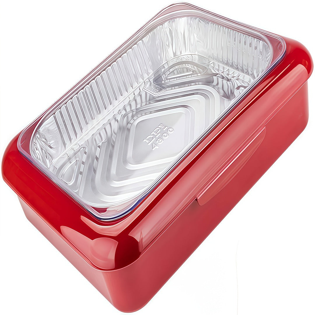 Foil Pan Carrier with Lid 2 in 1 Stackable Food Storage Set BPA Free Dishwasher Safe Portable Casserole Holder for Potluck BBQ Picnic Tailgate Meal Prep Party