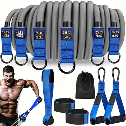 300lb Resistance Band Set – 6 Levels 25-75lb, Handles, Door Anchor & Ankle Straps – Heavy Duty Home Gym Kit for Full Body Strength Training, Muscle Building & Toning