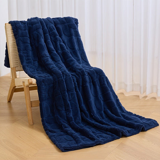 Throw Blanket 3D Geometric Pattern Fluffy Soft Warm Handmade Knit Blanket for Couch Sofa Bed Camping Picnic Travel – Lightweight Cozy Blanket