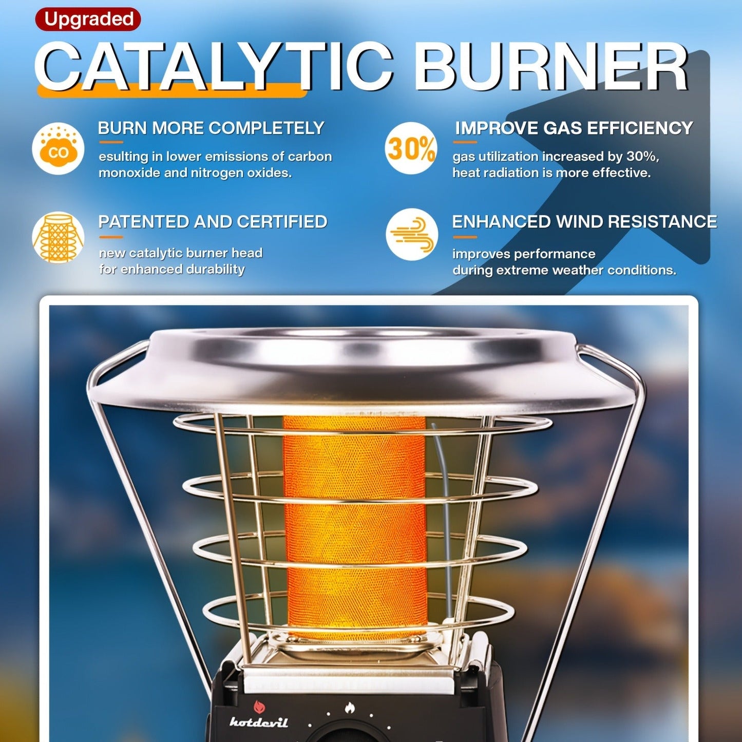 360-Degree Propane Heater with Four-Leg Base, Carry Handle, Pulse Ignition and Removable Top Plate