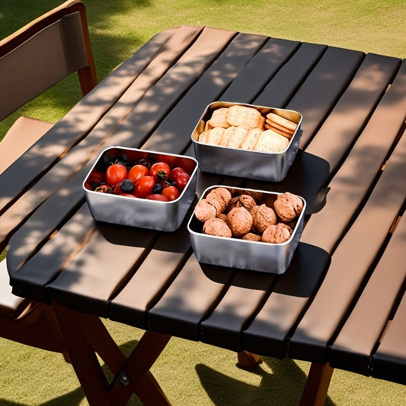 Food Storage Containers Six-Piece Stainless Steel Square Set with Secure Lids for Fridge and Dishwasher Use