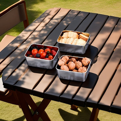 Food Storage Containers Six-Piece Stainless Steel Square Set with Secure Lids for Fridge and Dishwasher Use