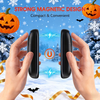 Magnetic Hand Warmer 2-in-1 Double Sided Heating – 3-Speed Temperature Control, Portable Pocket Heater for Skiing, Camping, Mountaineering & Winter Outdoor Use