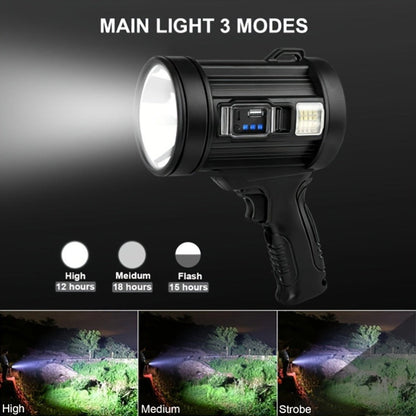 Flashlight IPX4 Solar and USB Rechargeable Searchlight with Six Modes and Three Color Filters