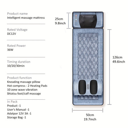 EMS Leg Massager Full Body Massage Pad 10-Zone Wave Vibration Kneading Pillow with Foot Calf Massager Hot Compress & Storage Bag