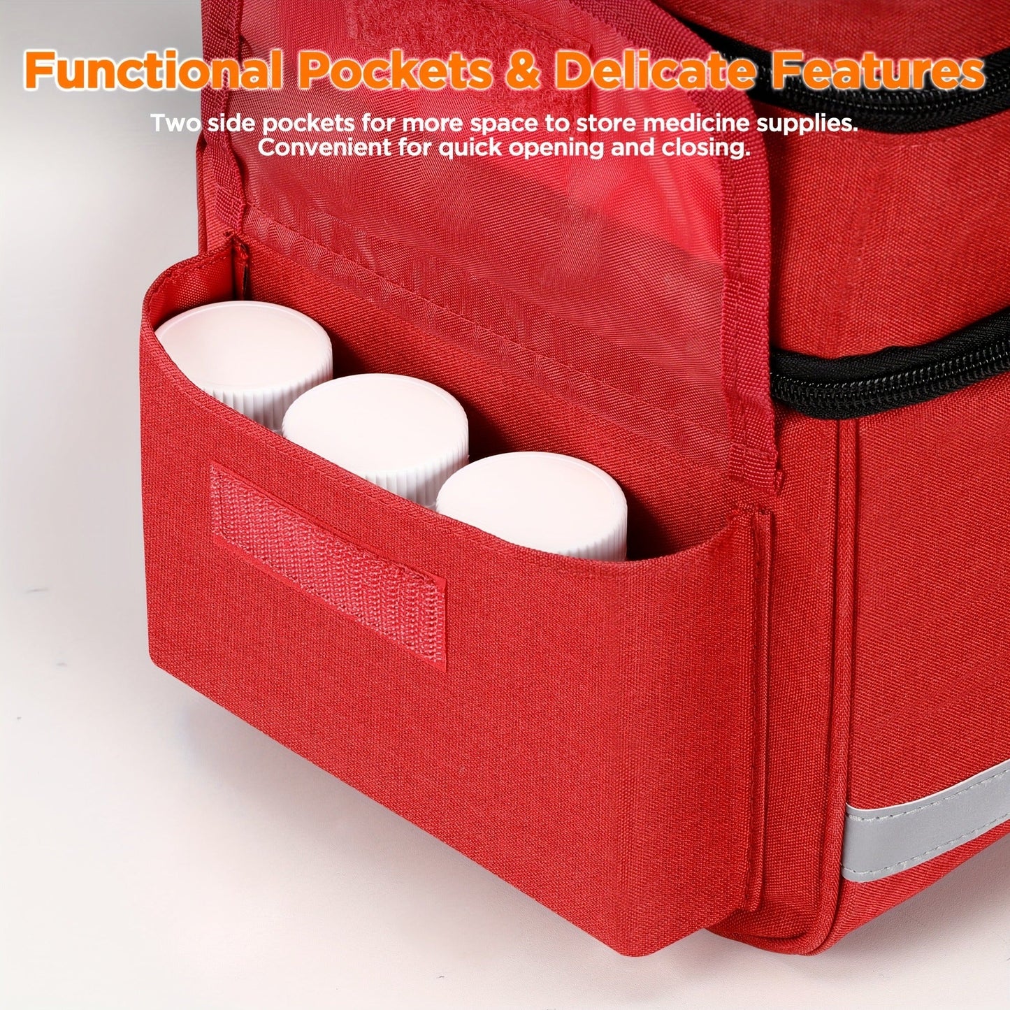 Lockable Medicine Organizer Bag with Combination Lock, Double-Layer Large Capacity Pill Bottle Storage Case for Prescription Bottles First Aid Supplies Home Travel, Portable Medication Carry Bag Red Grey Black