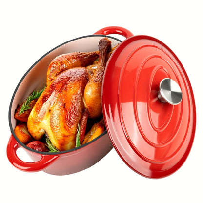 Dutch Oven Enameled Cast Iron 4.5QT with Lid & Dual Handles – Oval Non-Stick Enamel Coating for Bread Baking Soups Stews Braising | Stovetop to Oven Safe 500°F 5 Colors Available