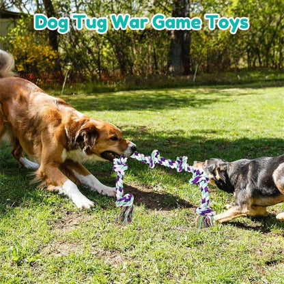 Dog Toy Six-Knot Twisted Rope Bone in Two Colorways for Tug, Fetch and Chew Play with Medium or Large Dogs