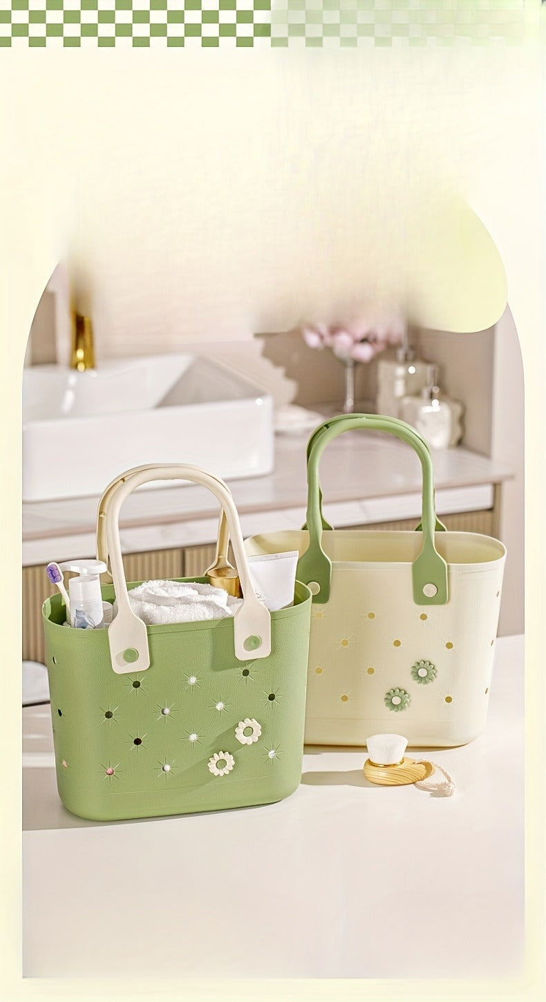 Portable Drain Storage Basket with Plastic Frame and Soft Bottom in Three Color Options for Home or Travel