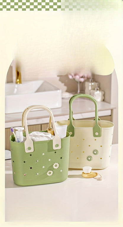 Portable Drain Storage Basket with Plastic Frame and Soft Bottom in Three Color Options for Home or Travel