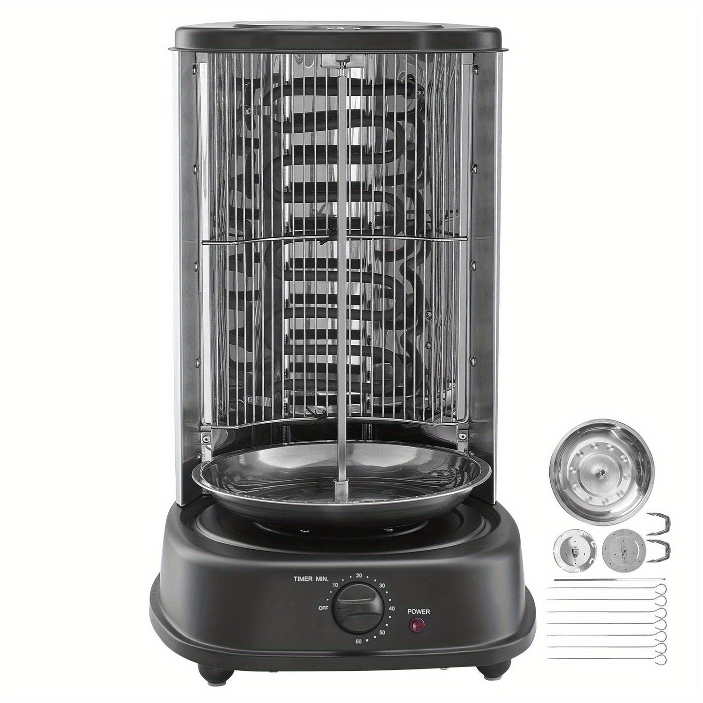 Vertical Shawarma Grill Machine, Electric Gyro Rotisserie Oven with Countertop Broiler, Doner Kebab & Chicken Shawarma Cooker for Home Kitchen, Restaurant & Parties