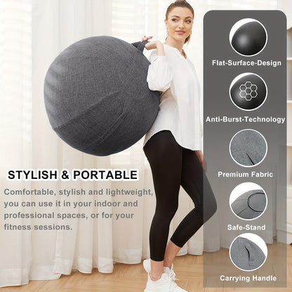 Fitness Equipment 65cm Exercise Ball Chair with Fabric Cover, Carry Handle, Pump and Two Color Options