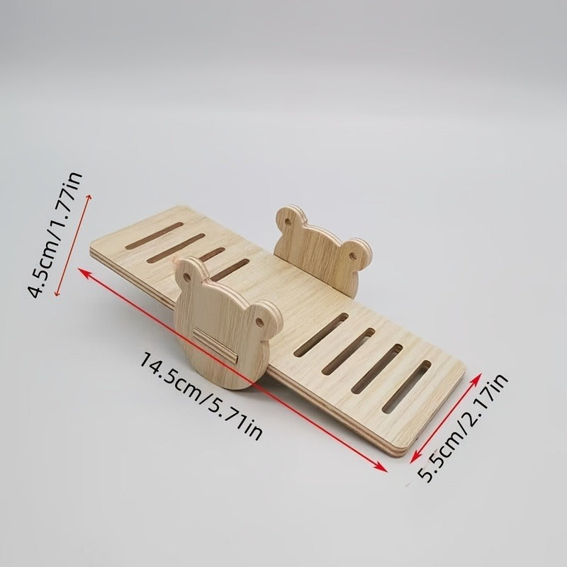 Hamster Cage Accessories 6-Piece Wooden Set - Running Wheel, Villa House, Swing, Nesting House for Hamsters Guinea Pigs Gerbils - Natural Wood Small Animal Habitat Enrichment Toys & Cage Supplies