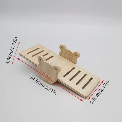 Hamster Cage Accessories 6-Piece Wooden Set - Running Wheel, Villa House, Swing, Nesting House for Hamsters Guinea Pigs Gerbils - Natural Wood Small Animal Habitat Enrichment Toys & Cage Supplies