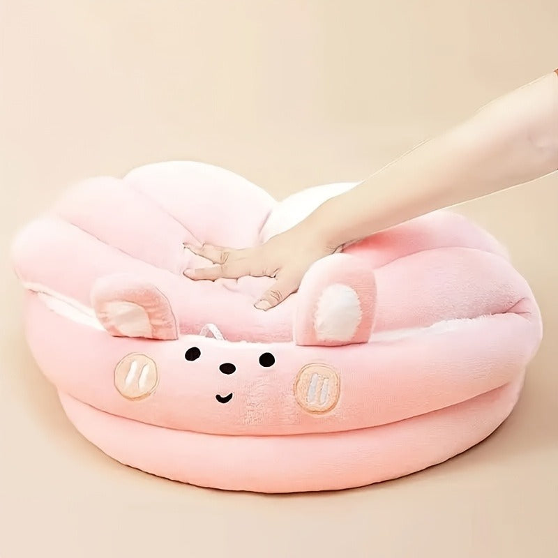 Plush Cave Dog Bed with Padded Rim, Large 21.7 x 20 x 17.7-Inch Size and Three Color Options