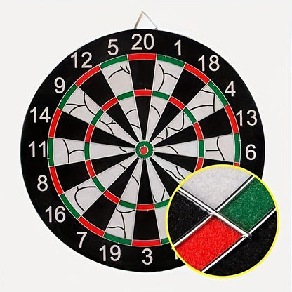 17-Inch Double-Sided Flocked Dartboard Set with Six Practice Darts, Six Gold-Color Darts and Alloy Edge Frame