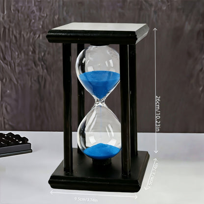 Sixty-Minute Decorative Glass Sand Timer with Wooden-Style Frame in Six Exact Color Configurations