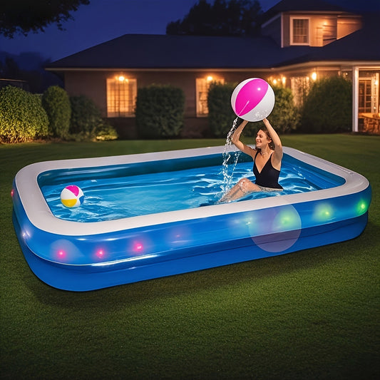 Inflatable Swimming Pool Glow Night Light PVC Reinforced Thickened Fast Setup Outdoor Backyard Party Pool for Adults Kids Family