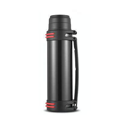 2000ml Stainless Steel Water Bottle Flask with Cup-Style Cap, Rigid Side Handle and Shoulder Strap