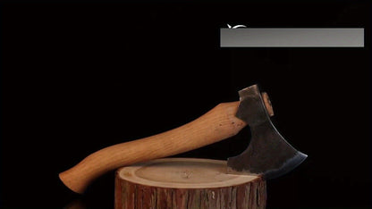 Hatchet Camping Axe 14 Inch Hand Forged High Carbon Steel Bushcraft Splitting Axe with Sheath - Ergonomic Wood Handle Hammer Poll for Firewood Chopping Hiking Survival Outdoor