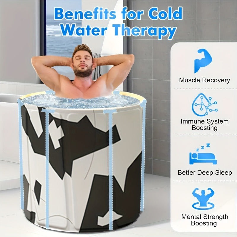 Foldable Soaking Bathtub for Adults Portable Extra Large Free Standing Hot Tub with Temperature Retention Easy Assembly for Small Spaces