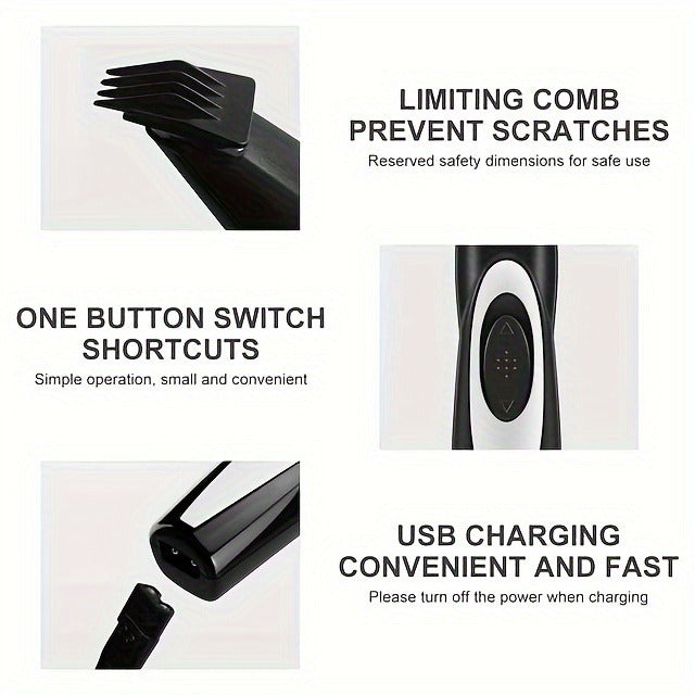 Pet Detail Trimmer, USB-Rechargeable Ceramic-Blade Clipper for Dog and Cat Face, Paw and Ear Areas