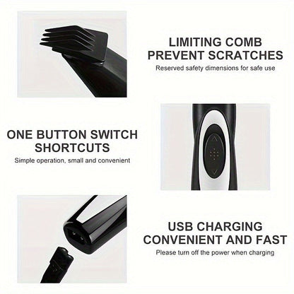 Pet Detail Trimmer, USB-Rechargeable Ceramic-Blade Clipper for Dog and Cat Face, Paw and Ear Areas