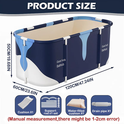 Foldable Bathtub for Adults Portable Inflatable Spa Tub with Massage Jets Indoor Outdoor Ice Bath Cold Plunge Tub with Drain Plug Quick-Fill Valve