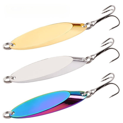 Fishing Lure Set 20-Piece Holographic Metal Casting Spoons in Five Weights with Gold, Silver or Rainbow Finish and Treble Hooks