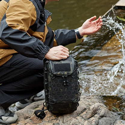 Structured Tactical Shoulder Crossbody Bag with Honeycomb Front Panel in Black or Camouflage Pattern