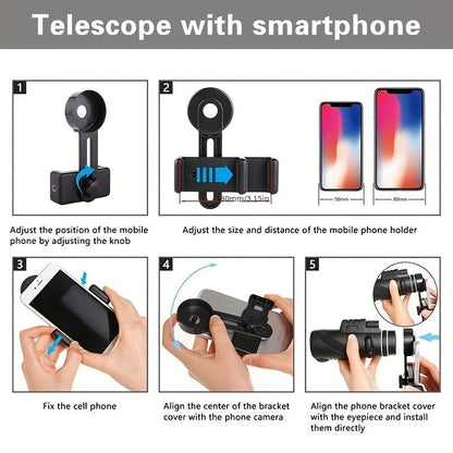 High Power Monocular Telescope with Smartphone Adapter and Tripod, BAK4 Prism HD Monocular for Bird Watching Wildlife Viewing Hiking Camping, Waterproof Compact Scope for Adults and Kids