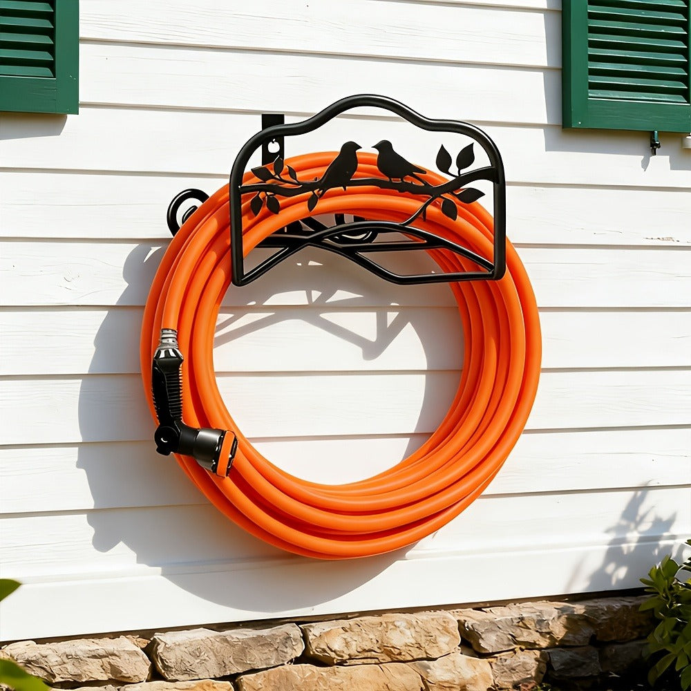 11 x 6-Inch Wall-Mounted Garden Hose Holder in Little Bird or Butterfly Decorative Designs